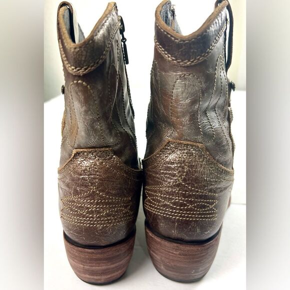 Liberty Black Studded Brown Leather Ankle Boots - Picture 8 of 12